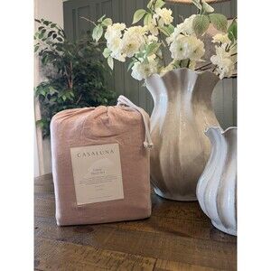 California King 100% Linen Sheet Set Light Adobe Clay - Casaluna NEW